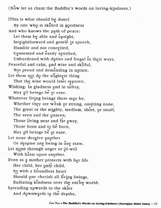Metta Sutta page one Vermont Insight Meditation Center